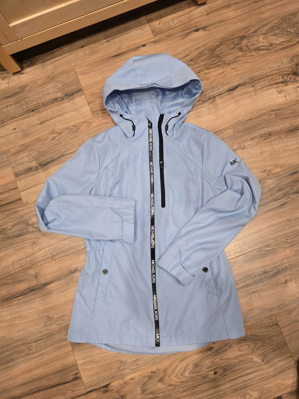 Michael Kors Light Blue Hooded Rain Jacket